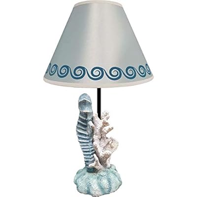 World of Wonders - Ocean Harmony - Sea Light Glow - Elegant Seahorse & Coral Decorative Table and Desk Lamp with Waves… 41ITfOiieDL