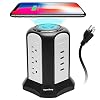 10Ft Power Strip Tower Wireless Charger, Fast Charging Surge Protector 1080J with 4 USB Ports 9 AC Office Outlets, Smart…