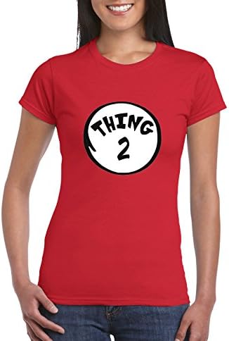 Women's Dr Seuss US T-Shirt Thing 1 2 3 4 5 6 7-9 Halloween T-Shirt Red S-2XL (Medium, Thing Red 2)