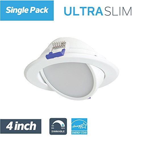 Nadair SL4-550SW-WH3K LED 4″ Ice Rated Dimmable Gimbal Ultra Slim Recessed Panel Light, White