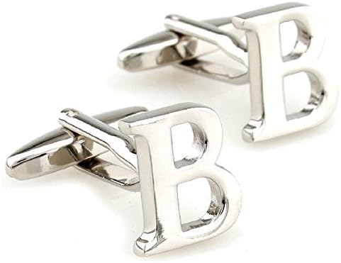 Groom Bride Best French Shirt Cuff Links Capital Letters a to Z Shining Metal Cuff with Gift Box