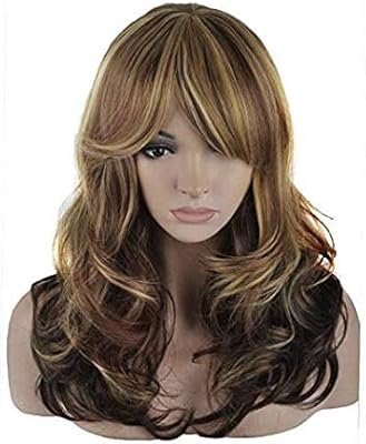 Blonde Mixed Wigs 20 Inch Medium Long Curly Full Natural Women