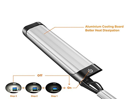 Ebyphan Metal Architect LED Desk Lamp,Adjustable Swing Arm Task Lamp,Dimmable Drafting Table Lamp with Clamp,3 Levels Light Switch,Modern Touch Control,12W,Silver - Thumbnail 2
