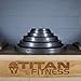 Titan Fitnes Cast Iron Olympic Plates, Classic Weight Plate Design, Silver Hammer Finish (5 LB Pair)