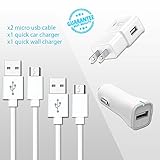 Galaxy S7, S7 Edge,S6,S6Edge,S6 Edge Plus Adaptive Fast Charger Bundle ( 2 Micro Usb Cable , Car Charger , Wall Charger )