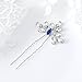 Artio Wedding Hair Pins Accessories with Rhinestones for Women and Girls 3PCS (Blue)