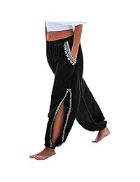 Pantalones largos de playa con cordón elástico para dama