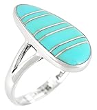 Sterling Silver Ring Genuine Turquoise & Gemstones (SELECT COLOR)