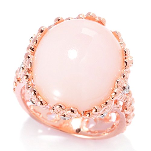 18K Rose Gold over Silver 7.15ctw Pink Opal Cocktail Ring 0.81"L SZ 5-11