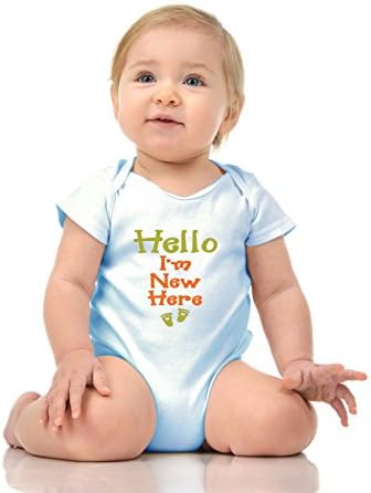 I AM New HERE - Funny New Baby Born Romper Onesie Unisex Warpped and Protected with A Clear Poly Bag