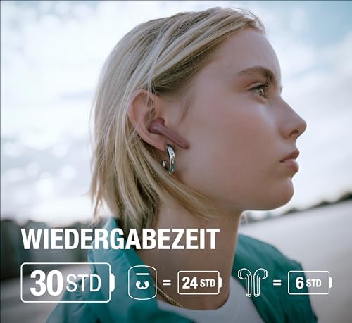 Twins Core, True Wireless kabellose In-Ear Bluetooth Kopfhörer, mit Sprachassistent, Touch-Steuerung und eingebautem Mikrofon, 30 Stunden Spielzeit (Ice Grey)