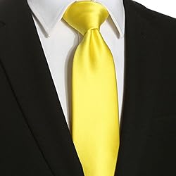 KissTies Sunny Yellow Satin Tie Wedding Ties Mens