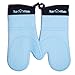 Silicone Oven Mitts Heat Resistant 500 Degrees - 2 Extra Long Silicone Oven Mitt Pot Holders - Food Safe Oven Gloves - BPA Free - Soft Inner Lining - (Blue) - Frux Sili Mitts
