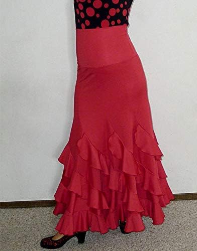 Handmade Flamenco Dance Skirt Foldable High Waist Red