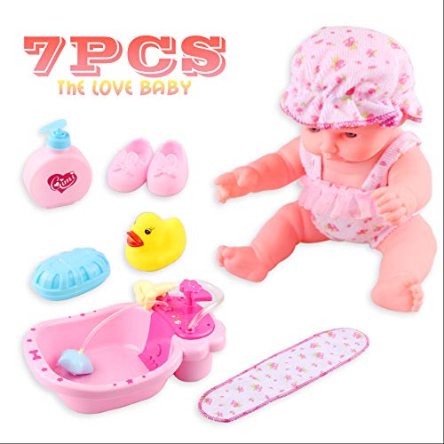 YOUNG CHOI'S Baby Soft Doll Bathtub Set Featuring Educational Doll with Bathtime Accessories, Wash Out Soap Bubbles Quality Doll Bath Toy Set for Kids to Have Fun Time - Thumbnail 6