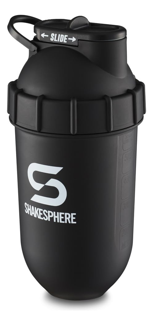 ShakeSphere Tumbler: Protein Shaker Bottle, 24oz - Capsule Shape Mixing - Easy Clean Up - No Blending Ball or Whisk Needed - BPA Free - Mix & Drink Shakes, Smoothies, More - Matte/White