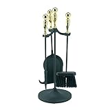 Minuteman International Princeton 4-piece Mini Fireplace Stove Tool Set, Polished Brass and Black