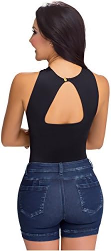 Lowla Women Fashion High Rise Waisted Soft Jean Inner Girdle Removable Light Wash Compression Shorts Levanta Cola Colombianos Para DAMA Dark Blue 2