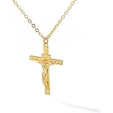 YILUOCD Stainless Steel Cross Crucifix Necklace for Men Women - Dainty Religious Jewelry Baptism Gift, Hypoallergenic Unisex Pendant for Everyday Wear