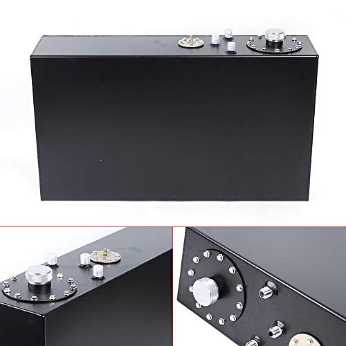RANZHIX 64 L 17-Gallon Top Feed Fuel Cell Gas Tank Aluminum Polished Racing Street Drift Strip Fuel Cell Tank W/Level Sender(Black)