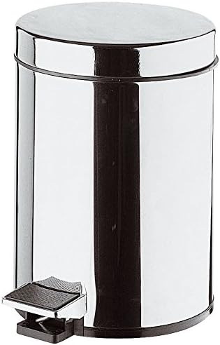 DI Round Step Trash Can, Stainless Steel Wastebasket W/ Lid - Brass Chrome (12L)