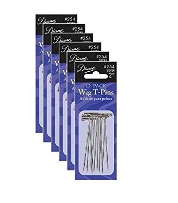 Diane Wig T-pins * 2, 72 pins, Easy to insert and Remove from Wig Head, T-Pins, 2" long, Keeps Wig in Place on Head when Styling Wig
