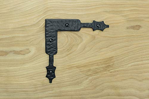 5.5" Spear L Corner Bracket Brace For Barns Doors or Furniture Rustic Hammered Iron Black Finish Hand Crafted Borderland Rustic Hardware
