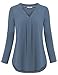 Youtalia Women 3/4 Sleeve Tops, Ladies Chiffon V Neck Blouse Pleated Curved Hem Casual Tunic Tops (XX-Large, Blue Grey)