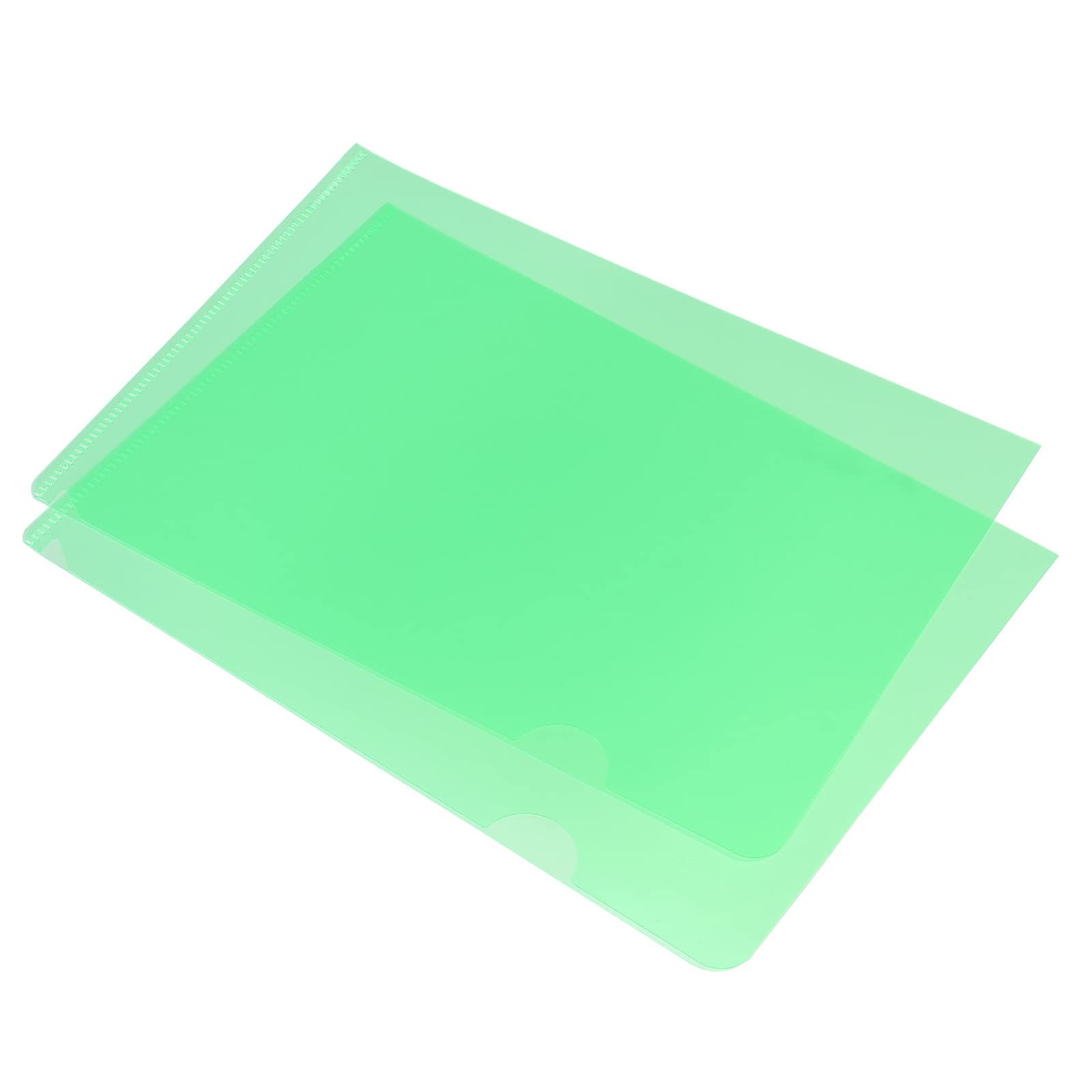YOKIVE 12 Pack L Type Folder, A5 Size Clear Project Pockets Plastic Sleeves Document Folders Jackets Sheet Protectors, Great for Office(Green)