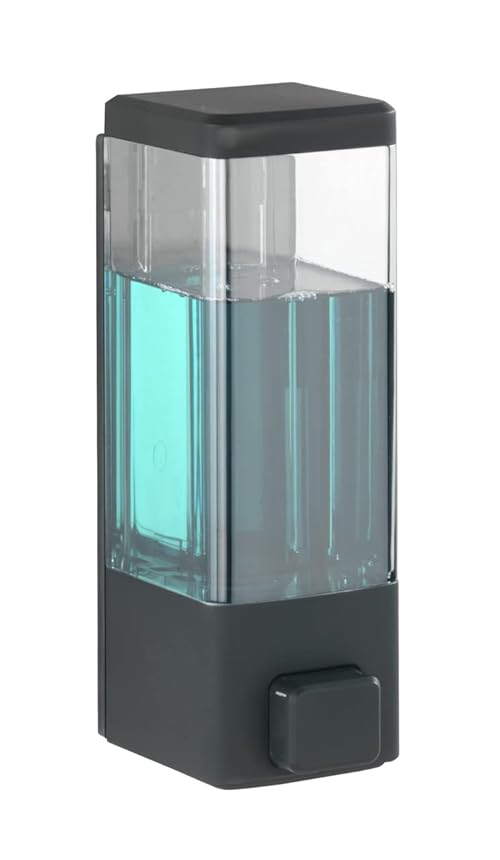 WENKO Istres Disinfectant, Soap Dispenser & Disinfectant Dispenser, 0.32 L Black, 6 x 18,5 x 7,5 cm