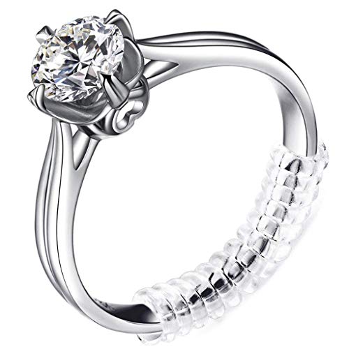 Invisible Ring Size Adjuster for Loose Rings with 3 Sizes Clear Ring Sizer Resizer,Any Rings Spiral Silicone Tightener (Clear)