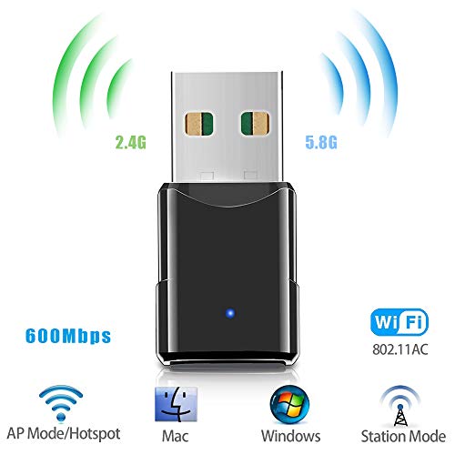 USB Wifi Adapter,Wireless Network Adapter/Dongle,Dual Band 2.4G/5.8G 600Mbps Mini Network Card for Laptop Desktop PC Support Windows7/8/10 /XP/Vista  and Mac OS X 10.4-10.11 by CloudWave