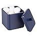 mDesign Small Metal Square Bathroom Apothecary Storage Organizer Canister Jars with Lid - Organization Holders for Vanity, Makeup Tables - Unity Collection - Navy Blue