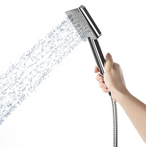 FLOWELL AMG and Enchante Accessories - Silicon Valley High Pressure Rainfall Shower Head Set (160 Jets - Combined) with Modern Design, Chrome Finish with Water Diverter and Hose, SH455A - Thumbnail 6