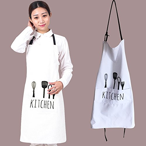 100% Cotton Cooking Kitchen Aprons Restaurant Apron for Women Men Chef,Waterproof Kitchen Apron with Big Pockets Adjustable Bib for Cooking, Crafting, Gardening Restaurant 5 Color