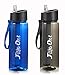 FilterOne Personal Water Filter Bottle & Built-in Compass, BPA Free Portable 2-Stage Integrated Personal Filter Straw for Hiking Camping Survival or Emergency, Leakproof Reusable Straw (Black)