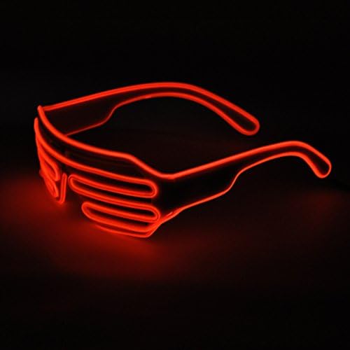 SYDT flashing Sunglasses EL Wire Party Favors Costume Novely LED Multi Color Shutter Shaped Rave Glasses for Party Decorations Clubbing Christmas(Red)