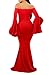 GOSOPIN Women Evening Long Party Dress Off Shoulder Fishtail Large Red