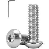 M3 x 10mm(50 Pack) Button Head Hex Socket Cap Screws Bolts, Hex Drive Bright Finish Fully Machine Thread, Corrosion Resistant 304 Stainless Steel 18-8 Screws
