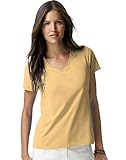 Hanes Women's Nano- V-Neck T-Shirt VINTAGE GOLD Small
