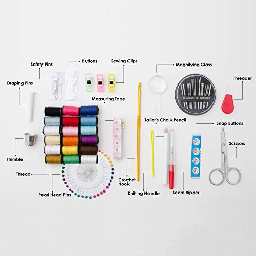 M&J Compact Sewing KIT, Lots of Premium Sewing Supplies, Mini Sewing Kits - Includes: Thread, Sewing Pins, etc. Great for Adults, Kids, Travel, Beginners, Professional, Emergency - Thumbnail 3