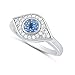 SILVERCLOSEOUT Rhodium Plated Sterling Silver Womens Blue Cz Evil Eye Ring - Size 8