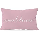 HONLUNG Sweet Dreams Throw Pillow Covers,Bed Decorative Pillows Covers, 12x20 Pillow Cover,Farmhouse Bed Room Decor Sesthetic,Home Decor for Couch Bed Bedroom(Pink)