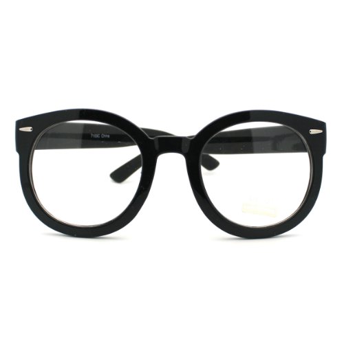 Black Oversized Round Thick Horn Rim Clear Lens Fashion Eye Glasses Frame