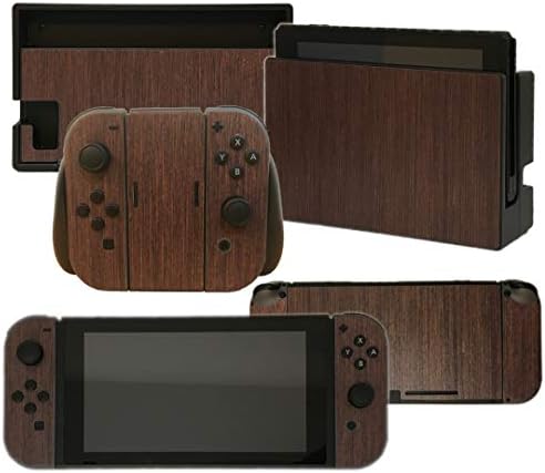ニンテンドー スイッチ用 木目調スキンシール ブラウン 抗衝撃 全面保護 シール スキンフィルム カバー ステッカー 薄型 傷 汚れ防止 高透過率 撥水 撥油 飛散 指紋防止 側面対応 高級素材 ナチュラルウッド デザイン インテリア おしゃれ 任天堂 Switch Joycon ドック