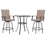 PHI VILLA 3 PCS Patio Swivel Bar Sets Textilene