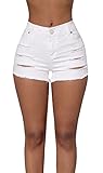 Ermonn Women's Casual high waisted Distressed Ripped Stretch Denim Shorts Jeans