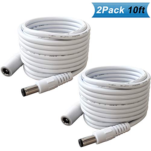 SIOCEN 5.5mm x 2.1mm Extension Cord,DC 12v Power Supply Adapter for CCTV Security Camera Surveillance Indoor Wireless IP Camera Dvr Standalone LED Strip,Car,12 Volt Male to Female Plug Cable 10ft