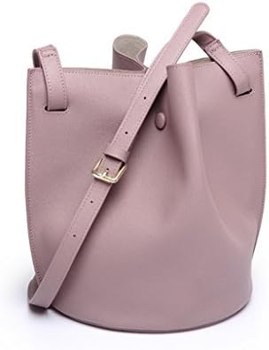 Women Leather Bucket Bag -Four Leaf Clover- with Adjustable Longer Strap Purple