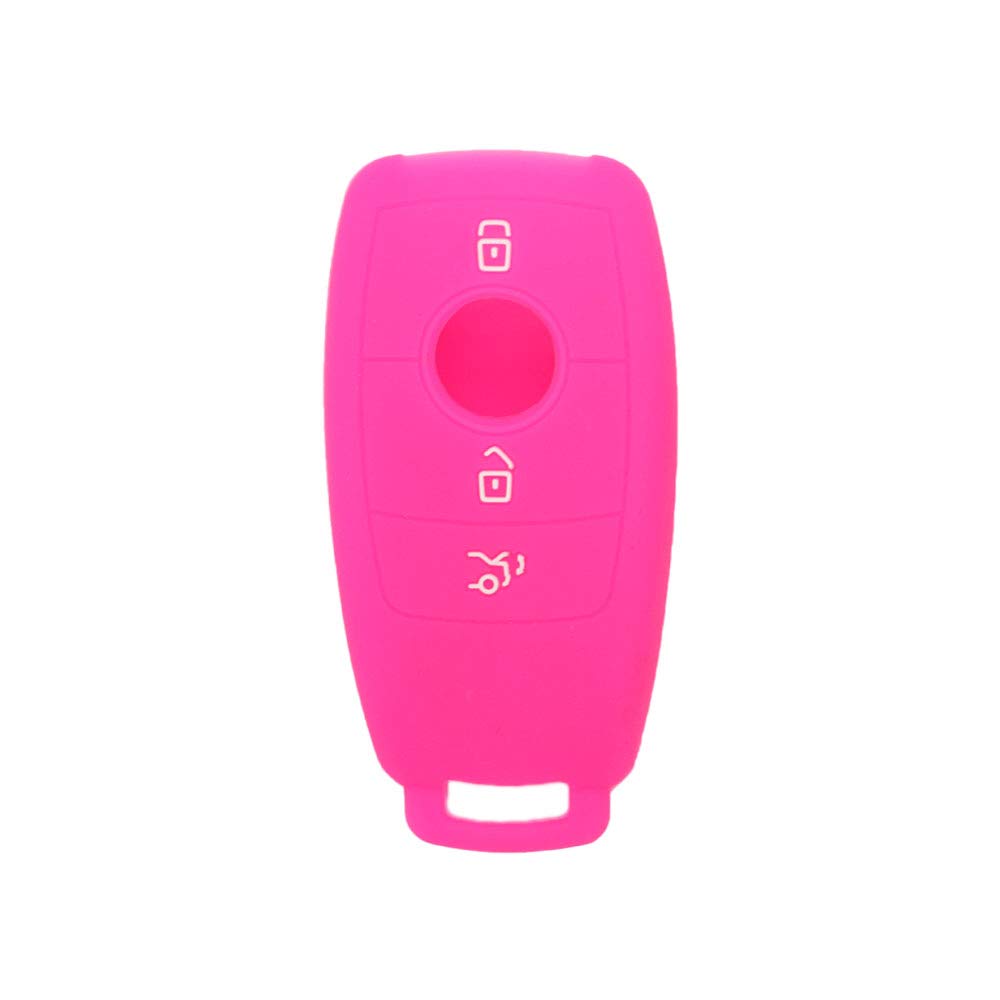 BROVACS Silicone Cover Protector Case Holder Skin Jacket Compatible with MERCEDES BENZ E Class 3 Button Smart Remote Key Fob CV4957 Rose
